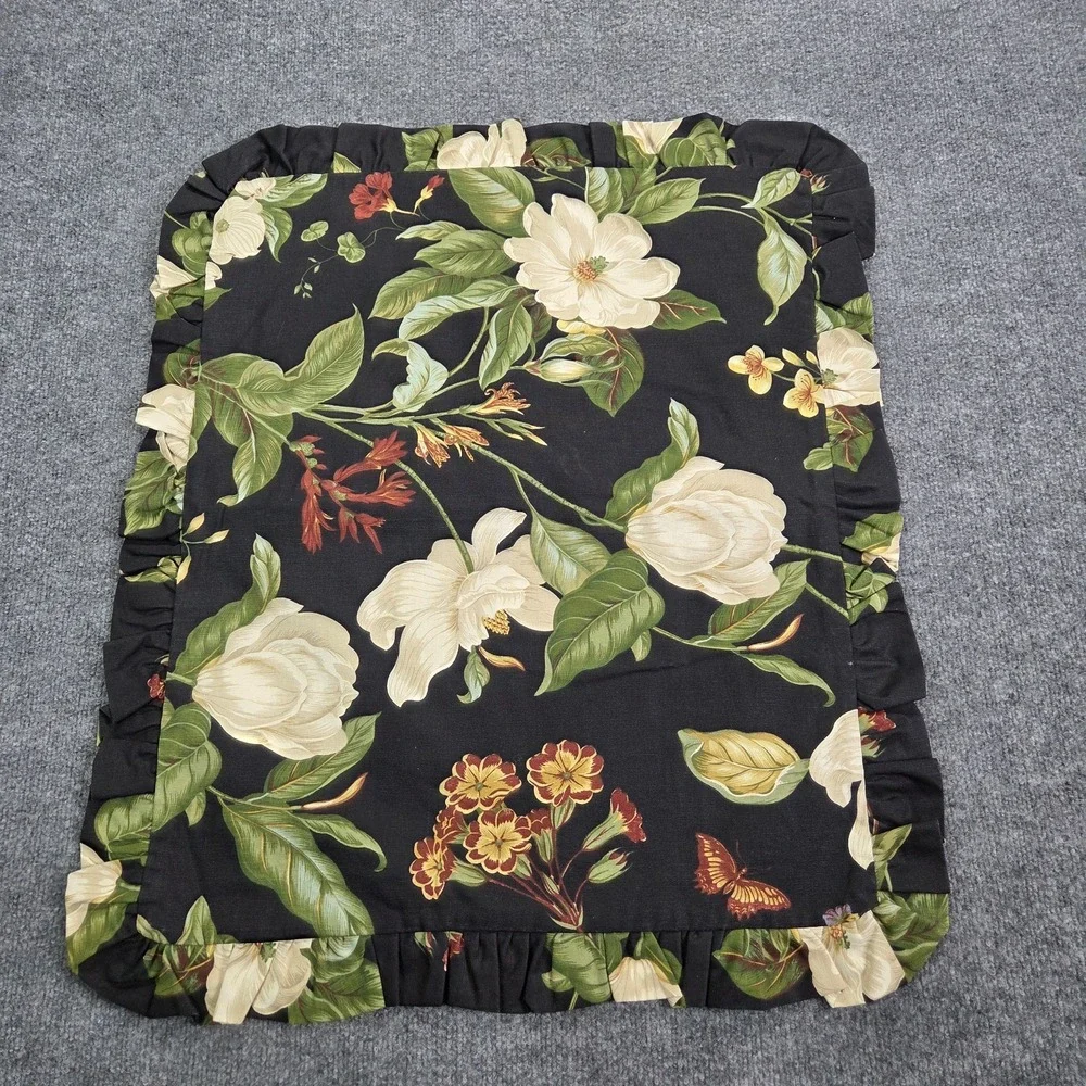 Waverly Garden Magnolia Dogwood 20.5X25 Throw Pillow‎ Cover Black White